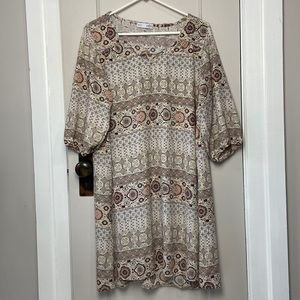 Boho baby doll patterned dress